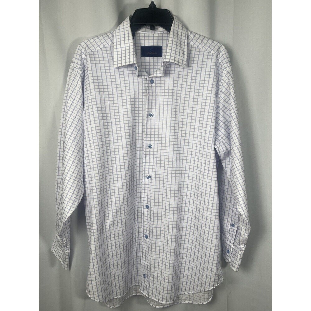 David Donahue Regular Fit Square Stripe Pattern Twill Shirt Sz 16.5 32/33 New